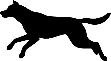 Black running dog silhouette vector illustration, a wild feline mammal icon