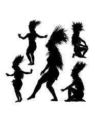 Hula girl Tahitian, Hawaiian female dancer silhouette