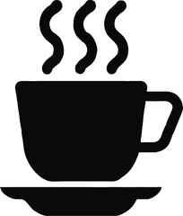 A steaming hot coffee cup with a heart design, perfect for a cafe breakfast or espresso drink illustration