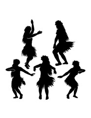 Hula girl Tahitian, Hawaiian female dancer silhouette
