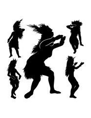 Hula girl Tahitian, Hawaiian female dancer silhouette