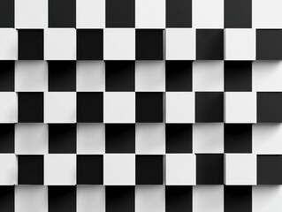 Fototapeta premium 3D Black and White Checkered Cubes, Geometric Pattern Design