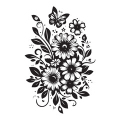 butterfly vector logo in flower garden