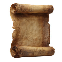 Antique, aged parchment paper scroll with rope, perfect for a vintage or ancient document illustration