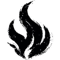 Black Grunge Flame Icon: Unique Fire Art Design