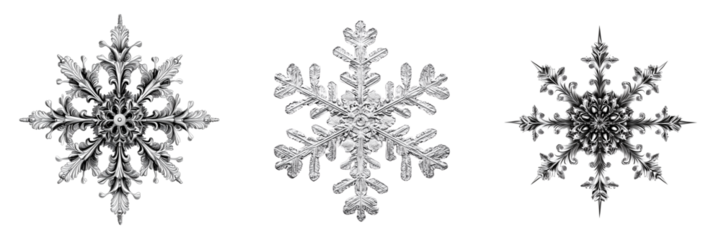 Set of An intricate black and white floral ornament with swirling vines and blooming flowers on transparent png background. Ai generated