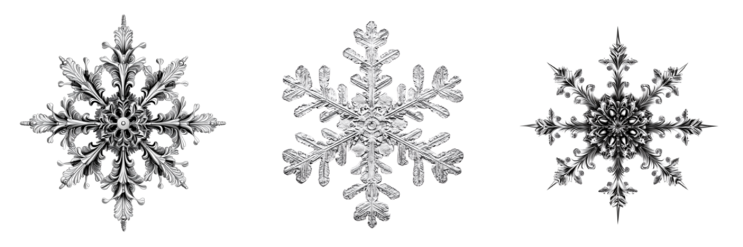 Set of An intricate black and white floral ornament with swirling vines and blooming flowers on transparent png background. Ai generated - Powered by Adobe