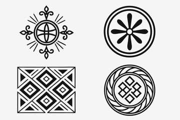Fototapeta premium Modern geometric abstract symbols and signs collection in black and vibrant colors