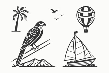 Modern minimalist solid black glyph icon set for flat design projects