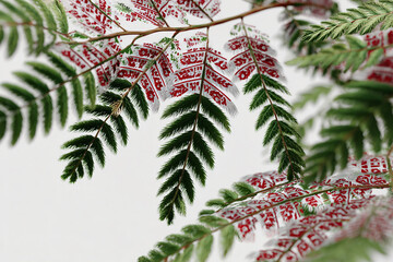 A photorealistic fern with Native American folk art patterns