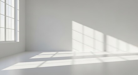 Bright empty white room with sunlight