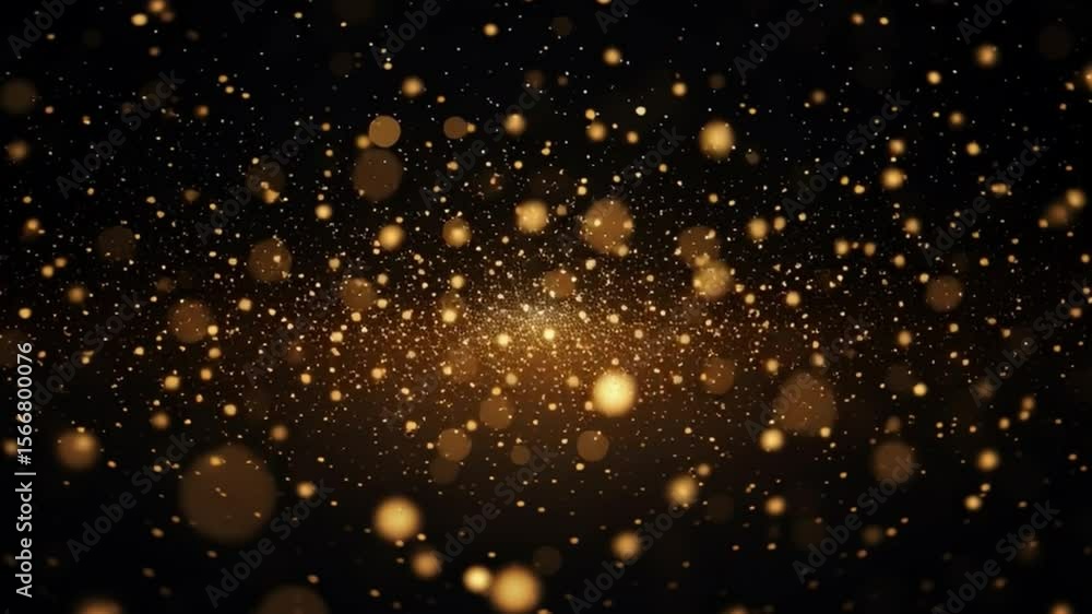 Poster Golden Galaxy of Bliss: An ethereal display of luminous, golden bokeh against a deep black canvas, reminiscent of a celestial event and radiating an aura of magic and sophistication.