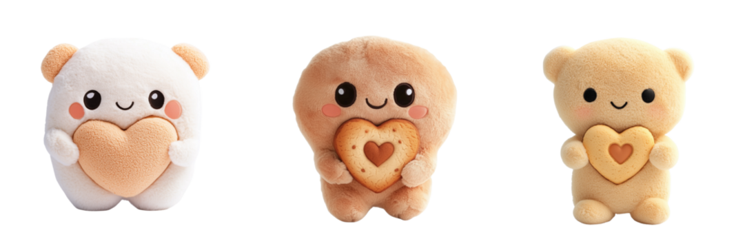 Set of Close-up of a buttery croissant and a small block of butter with magnetic attraction visual metaphor on transparent png background. Ai generated