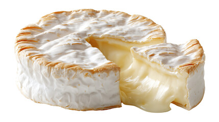  Wheel of Brie Cheese Cut Open – Whole Round of Brie on Transparent Background