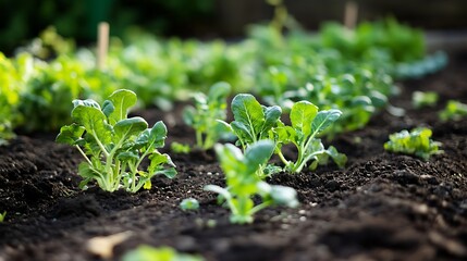 Urban rooftop garden flourishing with fresh vegetables and herbs under warm sunlight