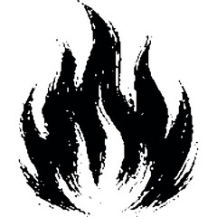 Obraz premium Black Grunge Flame Icon: Unique Fire Art Design