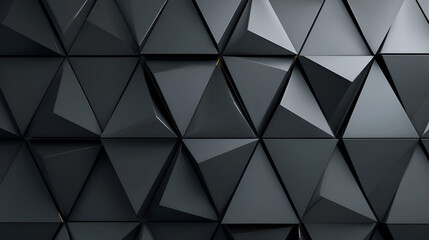 Obraz premium Dark geometric pattern featuring glossy triangular shapes arranged in a structured textured surface