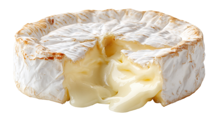  Wheel of Brie Cheese Cut Open – Whole Round of Brie on Transparent Background