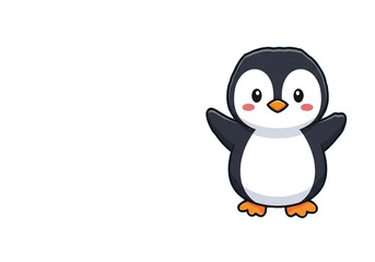 Fototapeta premium A cartoon penguin, centered in the image, is depicted in a simple, symmetrical design