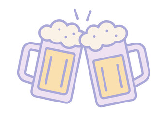 ビールで乾杯するイラスト（シンプルアイコン）