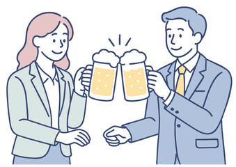 仕事終わりのビジネスパーソン乾杯イラスト