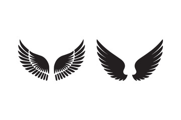Two pairs of stylized black angel wings on a white background