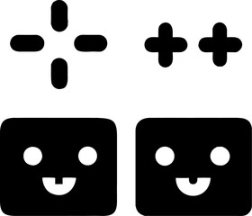 Smiling black cat and dog cartoon icons, vector animal face illustration for Halloween design