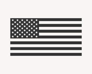 Black and White American Flag Illustration with Stars and Stripes for Patriotic Designs
