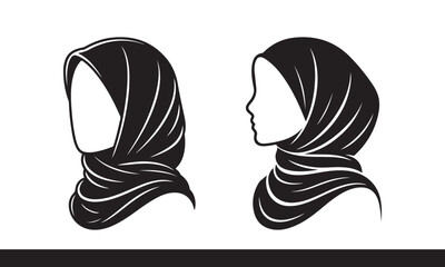 Islamic Hijab Silhouette &ndash; Modest Headscarf Black Vector Design