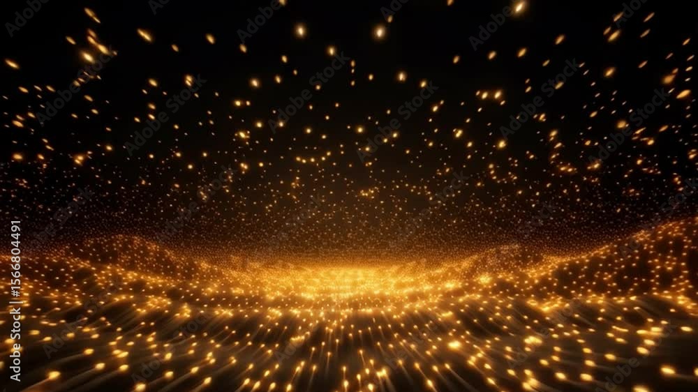 Poster Abstract Landscape of Light: An ethereal display of radiant light particles dances over a textured landscape, evoking a sense of wonder, warmth, and cosmic vastness. 