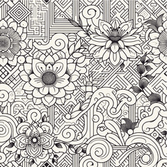 vector seamless pattern with flowers