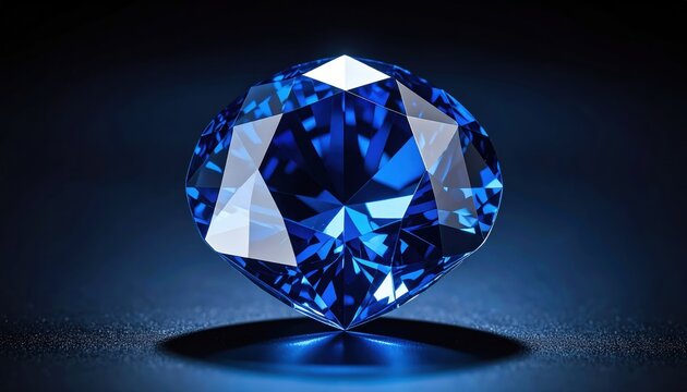 Vibrant, faceted blue gemstone against a dark blue backdrop - Powered by Adobe