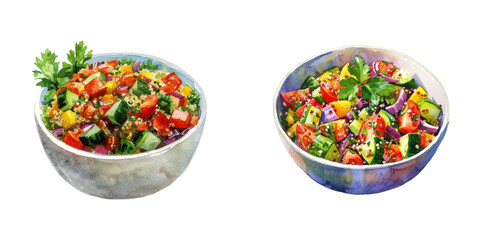quinoa salad watercolor vector illustration