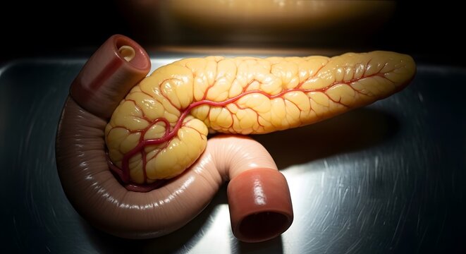 Realistic Surgical Model of Human Pancreas and Intestines in Medical Environment