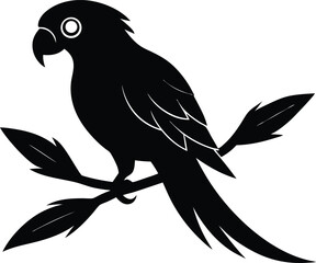 Parrot 2 Birds on Branch Vector Art