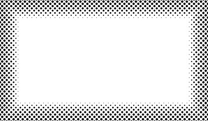 Edge frame. Halftone fade comic border. Pop art dot. Screentone fading pattern. Faded corner texture. Black fades line isolated on white background. Gradation gradient design. Vector illustration