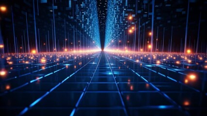 Digital Gateway: A captivating digital pathway leading into an infinite data-filled expanse, showcasing the vibrant world of technology and futuristic innovation. - Powered by Adobe