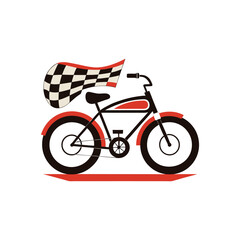 Fototapeta premium Retro 1960s Cruiser Bike Illustration with Speed Lines and Checkered Flag. Vintage Racing Style Vector Art for Print and Design