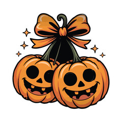 Halloween pumpkin jack o lantern with scary carved face and autumn holiday theme