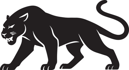 Panther head black silhouette vector logo design isolated on white background