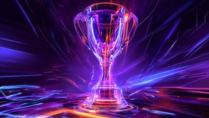 Illuminated Trophy Abstract Display Against a Dark Background