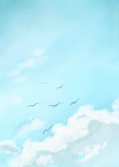 watercolor cloudy sky