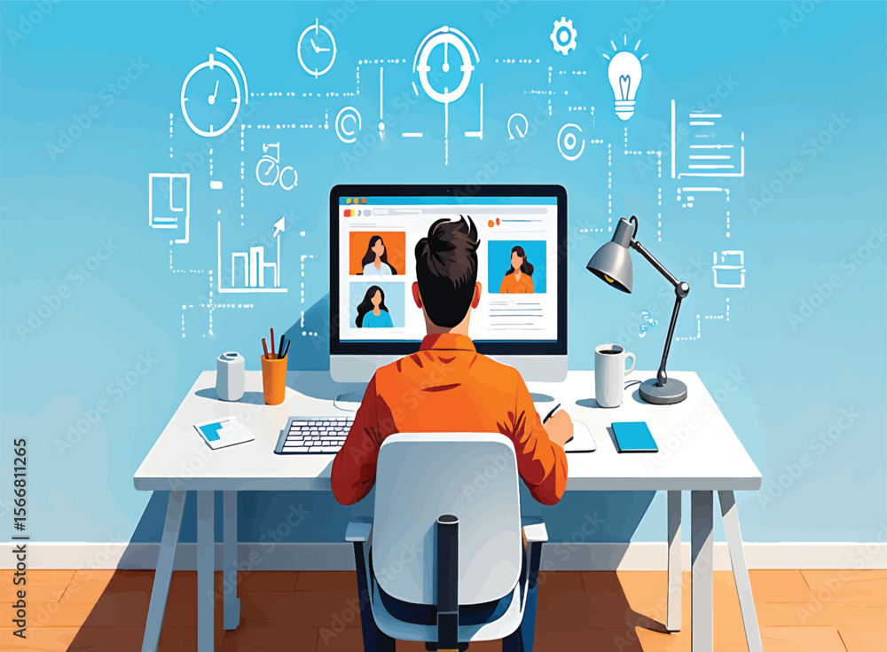 Poster remote work efficiency optimizing virtual collaboration