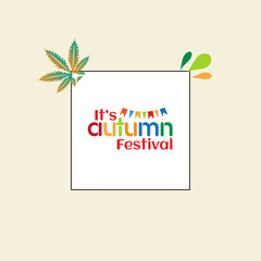 Autumn sale round banner. fall ad circle shape with liquid form at the center and text offer a sign—red, orange abstract leaves in simple flat paper cut style.
