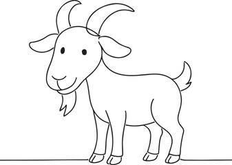 Goat cartoon character line sketch vector art style on white background