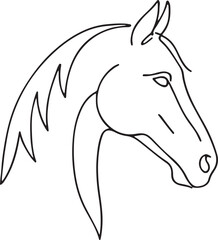 Outlined drawing of horse head in realistic detailed style on white surface