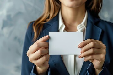 High Quality Picture of Businesswomen Showing Blank Business Card