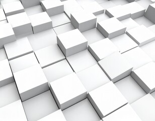 Three-dimensional white cubes arranged in a random checkered pattern