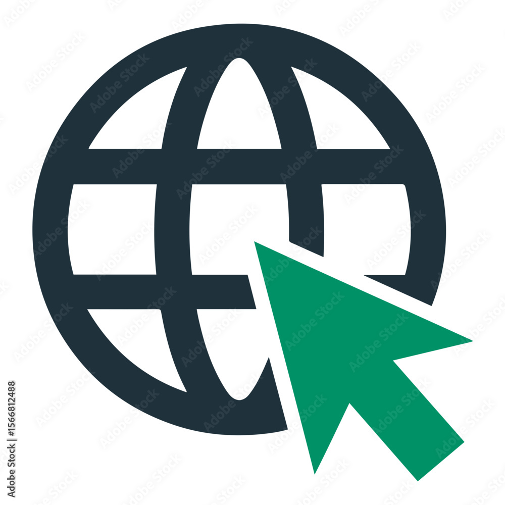 Poster a representation of a globe with a green arrow pointing towards it, symbolizing connection and acces