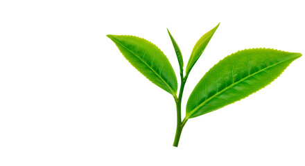 Naklejka premium Vibrant green tea leaves, a symbol of freshness and natural health, against a dark backdrop.